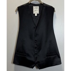 JoS A. Bank 1905 Vest Satin Tuxedo Size XXL Black Pockets Front Lined
